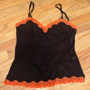 Vintage Express Brown and Orange Bustier Camisole Sleeveless Top